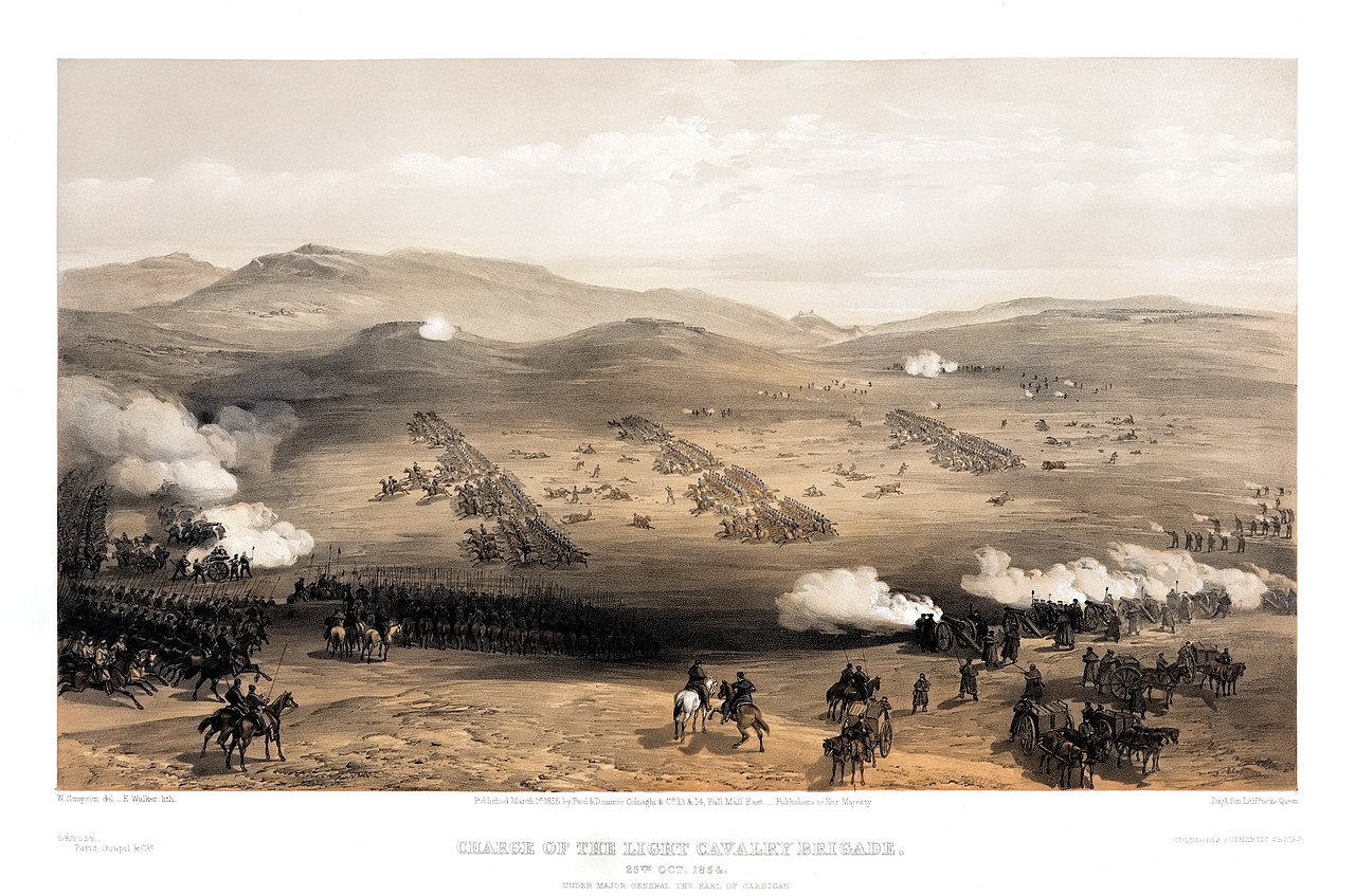 Кримська війна 1853-1856 Атака бригади легкої кавалерії, 25 жовтня 1854 року під Балаклавою у Кримській війні, Вільям Сімпсон, 1 березня 1855 року.
